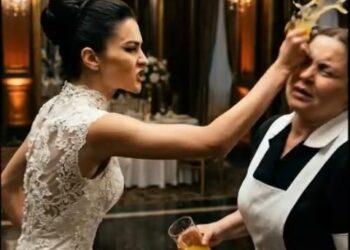 A2705002_A maid slapped a glass a groom s hand in middle of a luxury we 