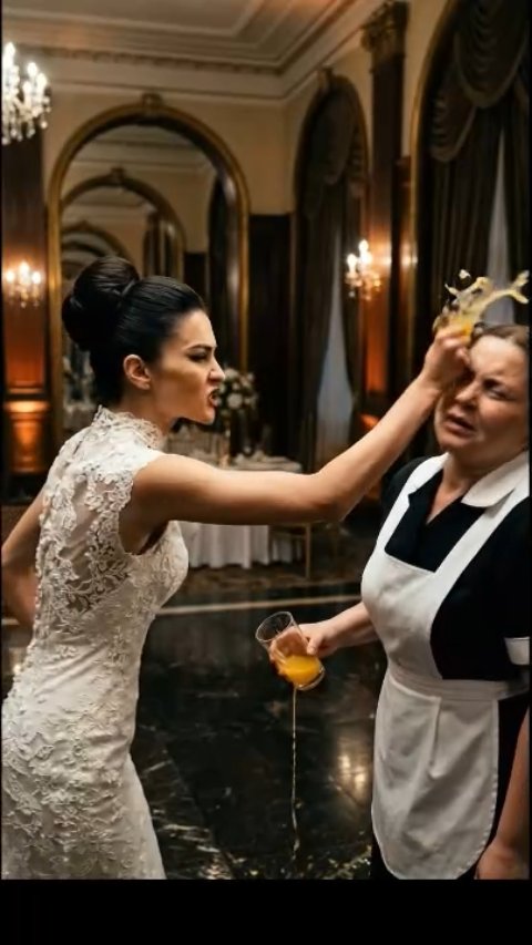 A2705002_A maid slapped a glass a groom s hand in middle of a luxury we